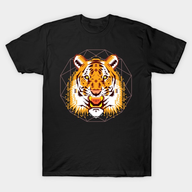 Tiger Head T-Shirt by chobopop